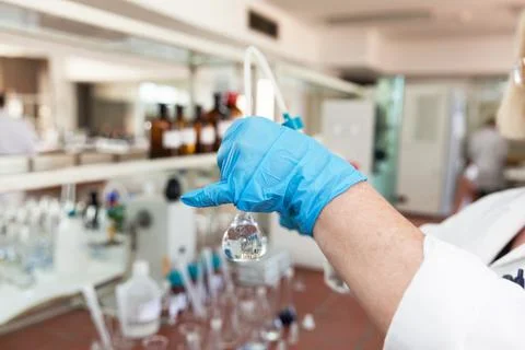 Testing water quality in the laboratory Stock Photos