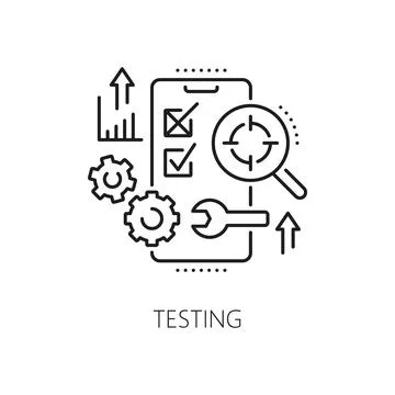 Testing, web app develop and optimization icon 스톡 일러스트