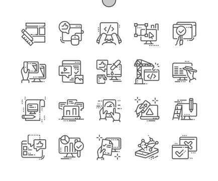 Testing website Well-crafted Pixel Perfect Vector Thin Line Icons 30 2x Grid for Stock-Illustration
