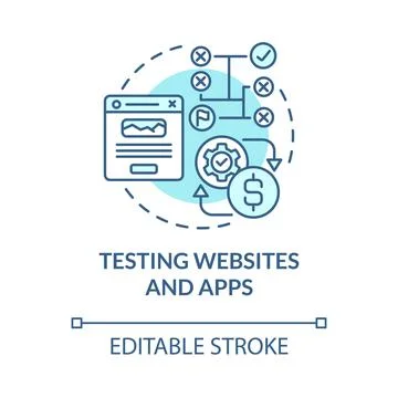 Testing websites and apps blue concept icon Illustrazione stock