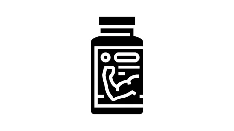Testosterone booster bottle glyph icon animation Stock Footage 326139952