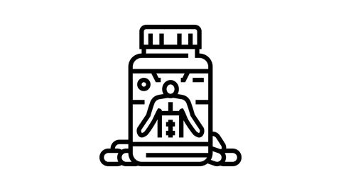 Testosterone booster bottle line icon animation Stock Footage 326121390