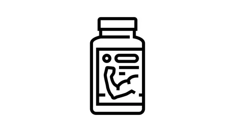 Testosterone booster bottle line icon animation Stock Footage 326121664