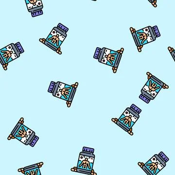 Testosterone booster bottle vector seamless pattern Ilustración de archivo