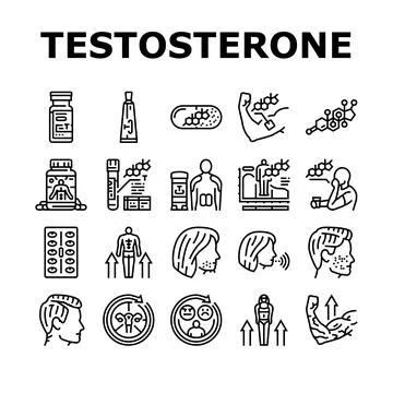 Testosterone hormone level icons set vector Ilustración de archivo