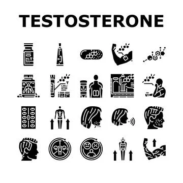 Testosterone hormone level icons set vector Stock Illustration