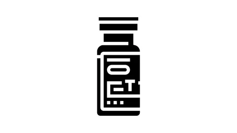 Testosterone injection vial glyph icon animation Stock Footage 326139671