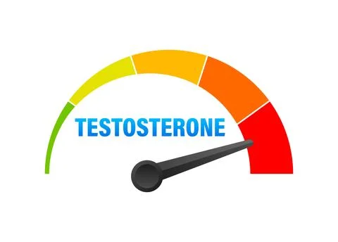 Testosterone Level Meter, measuring scale. Hormone Testosterone speedometer Ilustración de archivo