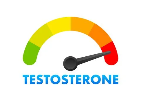 Testosterone Level Meter, measuring scale. Hormone Testosterone speedometer Stock Illustration