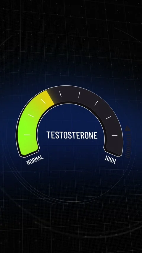 Testosterone meter with digital gauge presentation moving from normal to high Stock Footage 317515395