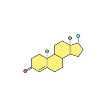 Testosterone molecula structure. colorful line icon isolated Stock Illustration