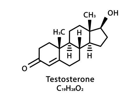 Testosterone molecular structure. Testosterone skeletal chemical formula Stock Illustration