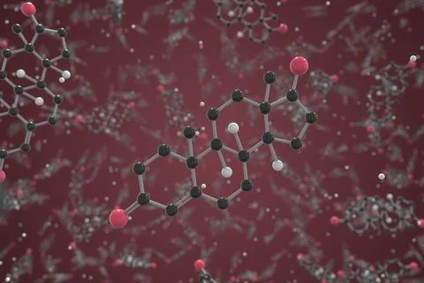 Testosterone molecule. Ball-and-stick molecular model. Chemistry related 3d Stock Illustration