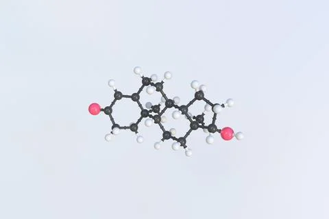 Testosterone molecule. Isolated molecular model. 3D rendering Stock Illustration