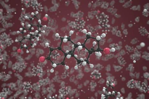 Testosterone molecule made with balls, scientific molecular model. Chemical 3d Stock Illustration