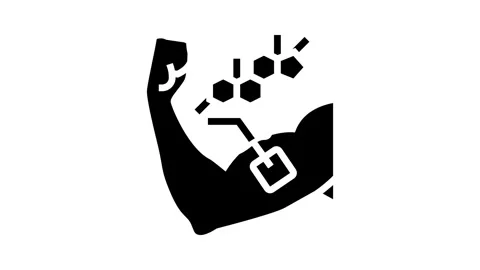 Testosterone patch on arm glyph icon animation Stock Footage 326139666