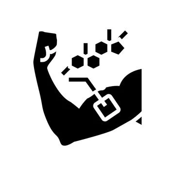 Testosterone patch on arm glyph icon vector illustration Stock Illustration