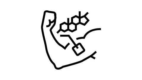 Testosterone patch on arm line icon animation Stock Footage 326121392