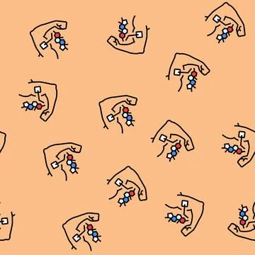 Testosterone patch on arm vector seamless pattern Stock Illustration