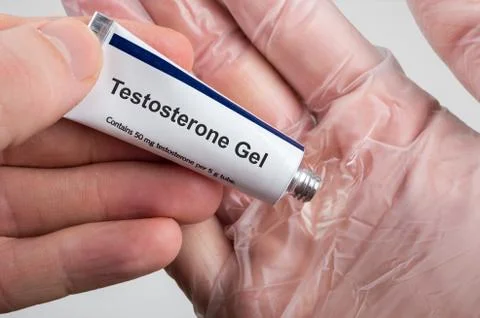 Testosterone Replacement Therapy (TRT) using testosterone gel. Stock Photos
