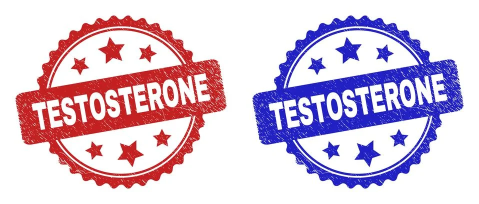 TESTOSTERONE Rosette Seals with Corroded Style Stock-Illustration