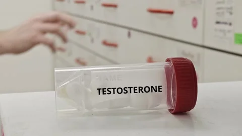 TESTOSTERONE tablets used for hormone replacement therapy in male deficiency Stock Footage 332479847