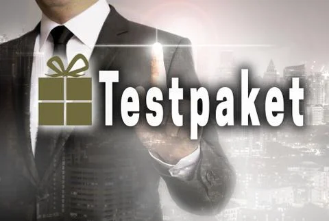 Testpaket (in german Test package) is shown of businessman concept 스톡 사진