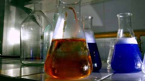 Tests in laboratory chemical analysis Stock Footage 73872493