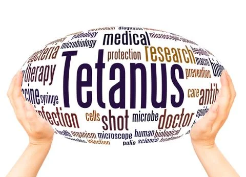 Tetanus word cloud hand sphere concept Stock Photos