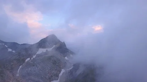 Tete Fenetre summit wrapped in clouds, Grand St Bernard, Switzerland Stock Footage 116164539