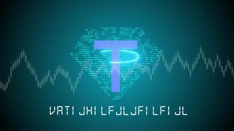 Tether animated logo. Animation of USDT cryptocurrency. 3D motion design of Stock Footage 303804700