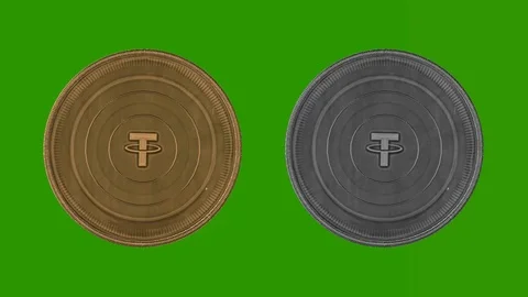 TETHER coin metal Stock Footage 97142907