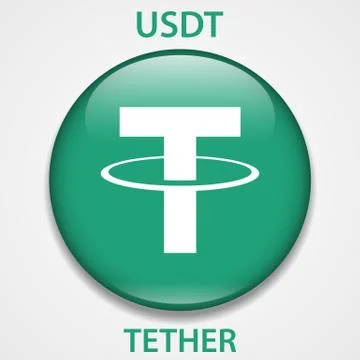 Tether cryptocurrency blockchain icon. Virtual electronic, internet money or  イラスト素材