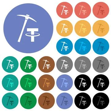Tether cryptocurrency mining round flat multi colored icons Stock-Illustration