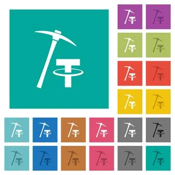 Tether cryptocurrency mining square flat multi colored icons Stock-Illustration