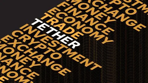 Tether Cryptocurrency, Reliable and Fast Digital Money Technology, New Investmen Stock Illustration