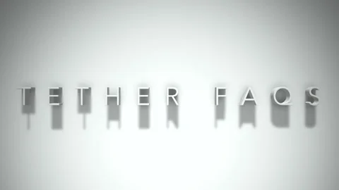 Tether faqs 3D title animation with shadows on a white background Stock Footage 297272316