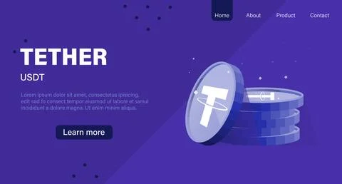 Tether or USDT crypto currency layout page Stock Illustration