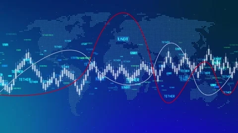 Tether stablecoin blockchain crypto currency and USDT digital money symbol Stock Footage 301374430