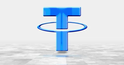Tether stablecoin crypto currency 3d symbol on light background Stock Footage 318581769