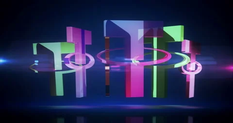 Tether stablecoin crypto currency glass symbol looped Stock Footage 318235934