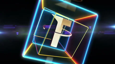 Tether stablecoin crypto currency golden symbol in neon box Stock Footage 318642164