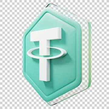 Tether USDT Badge Right View Crypto Isolated On White Background Blockchain Stock-Illustration