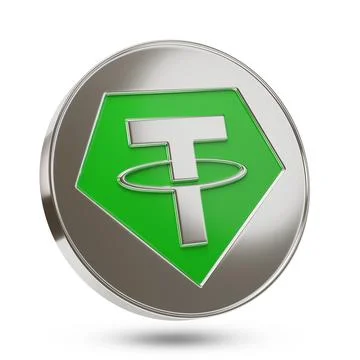 Tether USDT coin isolated on white background with copy space. 3d illustratio イラスト素材
