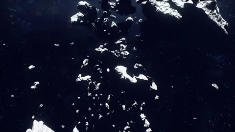 Tethered platforms and drilling rigs survey asteroid for resources Stock Footage 327181654