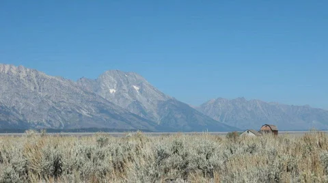 Teton barn to barn pan P HD 3423 Stock Footage 536201