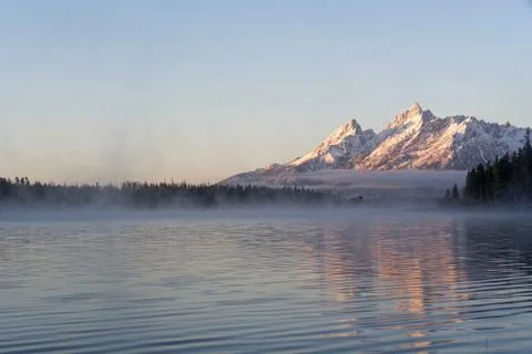 Teton range from Colter Bay Stock Photos