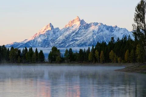 Teton range from Colter Bay Stock Photos