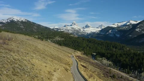 Teton Road Drone Stockbeeldmateriaal 150844479