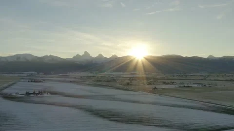 Teton Sunrise Drone Stockbeeldmateriaal 150844480